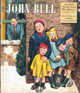 John Bull 1949 1940s UK snowballs broken windows accidents disasters magazines John Bull 1949 1940s UK snowballs broken windows accidents disasters magazines