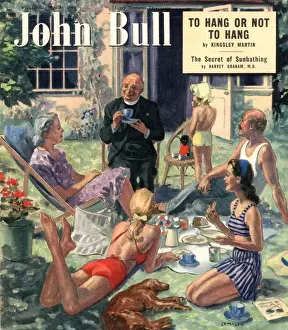 John Bull 1949 1940s UK vicars tea priests gardening picnics children magazines