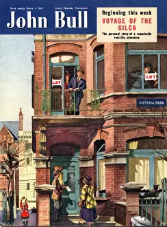 1950s Prints: John Bull 1950 1950s UK new homes estate agents moving property letting to let rent