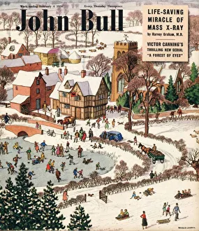 John Bull 1950 1950S UK seasons, snow, ice, winter, sports magazines