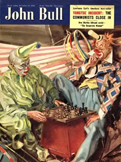 British Prints: John Bull 1950s UK clowns chess board games magazines