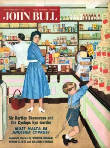 British Prints: John Bull 1950s UK disasters shopping magazines