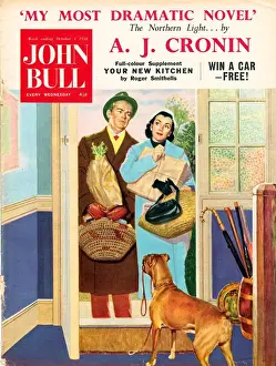 1950s Prints: John Bull 1950s UK dogs walking the magazines pets family