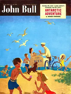 1950s Prints: John Bull 1950s UK holidays beaches seaside ice-cream seaside magazines