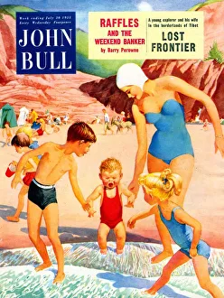 John Bull Prints: John Bull 1950s UK holidays expressions beaches seaside sea water crying upset swimming