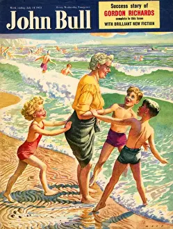John Bull 1950s UK holidays grandmothers sea beaches seaside waves paddling encouragement