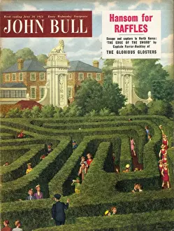Vacations Prints: John Bull 1950s UK holidays maze hampton court tourists london magazines