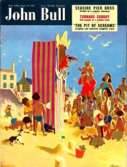 John Bull Prints: John Bull 1950s UK holidays seaside beaches seaside punch and judy puppets magazines