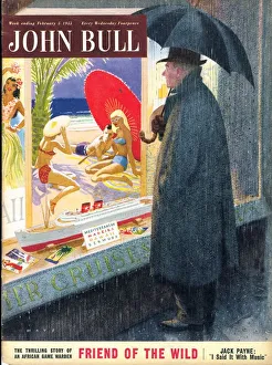 John Bull 1950s UK holidays seasons travel agents raining umbrellas magazines John Bull 1950s UK holidays seasons travel agents raining umbrellas magazines