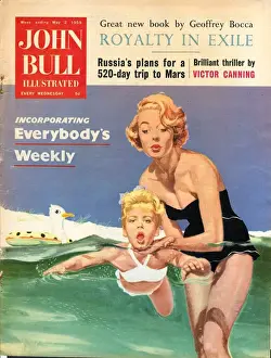 Vacations Prints: John Bull 1950s UK holidays swimming lessons magazines