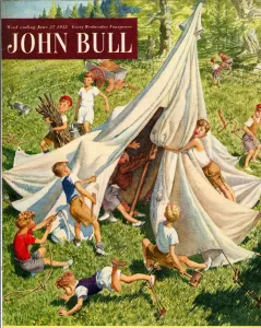 Vacations Prints: John Bull 1950s UK holidays tents camping accidents disasters magazines