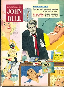 Vacations Prints: John Bull 1950s UK holidays travel agents stress magazines