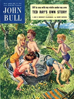 John Bull 1950s UK hoses water paddling pools innocence playing splashing magazines John Bull 1950s UK hoses water paddling pools innocence playing splashing magazines