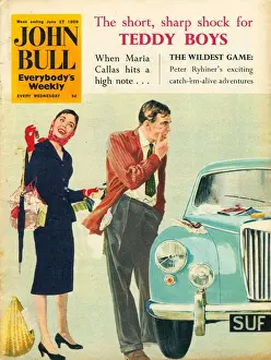 1950s Prints: John Bull 1950s UK lost keys losing your memory magazines cars