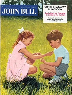 John Bull 1950s UK picking flowers buttercups magazines