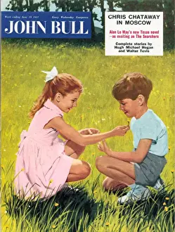 John Bull 1950s UK picking flowers buttercups magazines