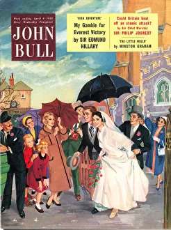 John Bull 1950s UK seasons love marriages weddings brides bridegrooms rain raining