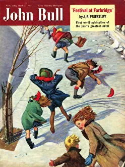 John Bull Prints: John Bull 1950s UK seasons windy snow cold winter wind magazines