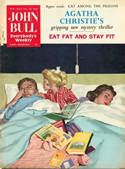 Family Prints: John Bull 1950s UK sleep reading children bedtime stories beds magazines sleeping