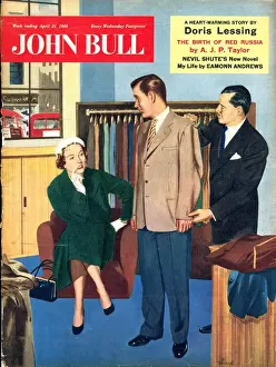 John Bull 1950s UK trying on fittings shopping magazines clothing clothes