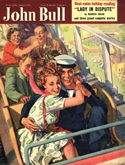 1950s Prints: John Bull 1951 1950s UK roller coasters sailors fear funfairs roller-coasters fairs