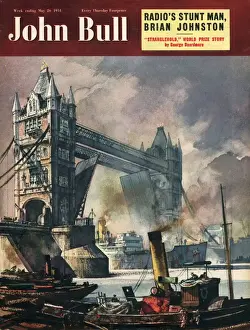 1950s Prints: John Bull 1951 1950s UK tower bridge london ships nautical magazines