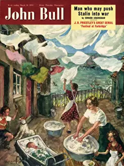 John Bull 1951 1950s UK washday washing lines housewife housewives magazines