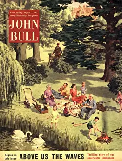 Family Prints: John Bull 1953 1950s UK picnics eating magazines august