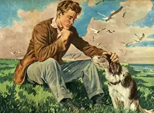 Womens Prints: John Bull 1953? 1950s UK womens magazine story illustrations pets dogs lonely teenagers
