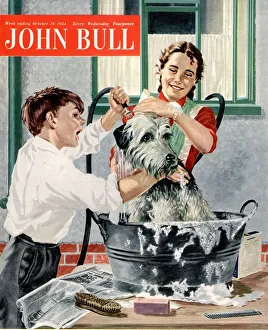 John Bull 1954 1950s UK dogs washing dirty magazines