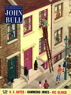 British Prints: John Bull 1954 1950s UK suburbia painting decorating diy ladders magazines suburbs