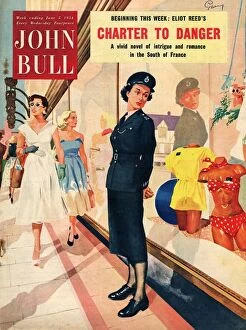 Nineteen Fifties Collection: John Bull 1954 1950s UK womens summer window shopping swimwear magazines clothing