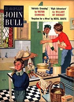 1950s Collection: John Bull 1955 1950s UK cooking naughty milkman milkmen kitchens housewives housewife