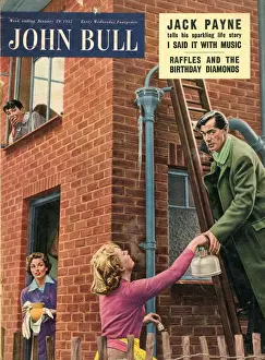 House Wife Prints: John Bull 1955 1950s UK seasons winter burst pipes frozen ice ladders gutters housewife