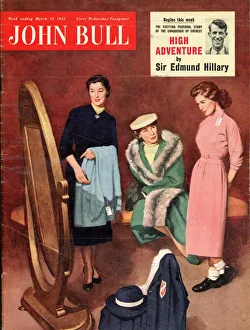 John Bull Prints: John Bull 1955 1950s UK shopping trying on clothes mothers and daughters sales assistants