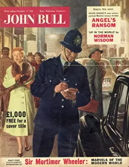 Cops Prints: John Bull 1956 1950s UK police giving parking tickets magazines