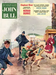Cops Prints: John Bull 1956 1950s UK police holidays seaside storms disasters bad weather magazines