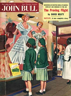 John Bull Prints: John Bull 1956 1950s UK schoolgirls window shopping womens magazines clothing clothes
