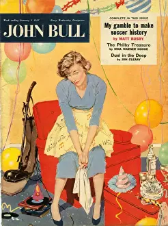John Bull 1957 1950s UK balloons exhausted housewife housewives hoovering hoovers