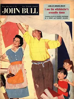 House Wife Prints: John Bull 1957 1950s UK expressions wallpapering angry annoyed amused wallpapers