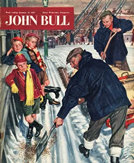 John Bull Prints: John Bull 1957 1950s UK snow ice cold road sweepers winter seasons magazines