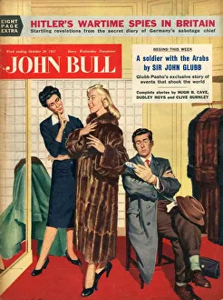 John Bull 1957 1950s UK womens fur coats saleswoman shop assistants husbands shopping John Bull 1957 1950s UK womens fur coats saleswoman shop assistants husbands shopping