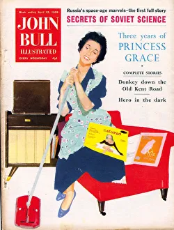 John Bull 1959 1950s UK housewife housewives cleaning mopping mops listening to record John Bull 1959 1950s UK housewife housewives cleaning mopping mops listening to record
