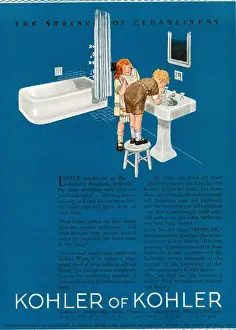 Advertising Prints: Kohler 1923 1920s USA cc bathrooms interiors washing