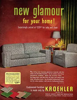 American Prints: Kroehler 1950s USA itnt sofas interiors fabrics living sitting rooms chairs settees