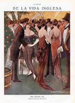 Images Dated 1st September 2008: La Esfera 1915 1910s Spain cc womens mens dresses canes gentlemen evening-dress eveningwear