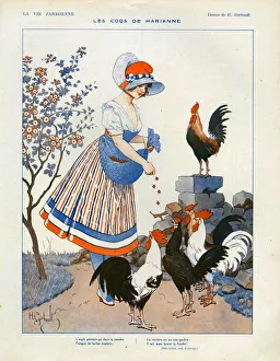 La Vie Parisienne 1916 1910s France cc chickens cockrells feeding eggs La Vie Parisienne 1916 1910s France cc chickens cockrells feeding eggs