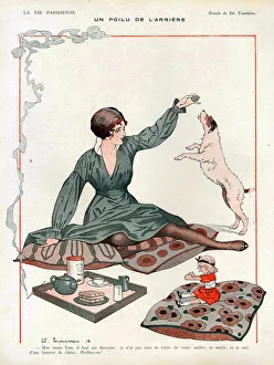 La Vie Parisienne 1916 1910s France cc dogs playing tea picnics La Vie Parisienne 1916 1910s France cc dogs playing tea picnics