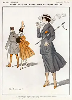 French Artwork Prints: La Vie Parisienne 1916 1910s France cc smoking womens womans lib