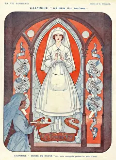 1910s Prints: La Vie Parisienne 1916 1910s France Herouard stained glass medical medicine illustrations